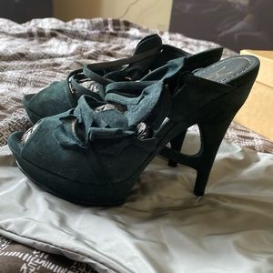 YSL heeled open toe sandal , black size 36 1/2